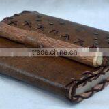 Handmade Vintage Leather Notebook With Pencil thumbnail-3