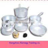 New 10pcs Aluminum Camping Cookware Set With Alcohol Burner