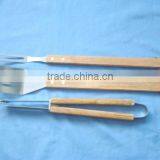 3 Pcs BBQ Tool Set,long Wooden Handle thumbnail-1