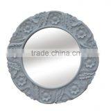 Round Wall Mirror Sun Shape First Rate White Painting Mirror Frame thumbnail-1