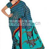 Digital Flower Printed Saree in Mix Color thumbnail-3