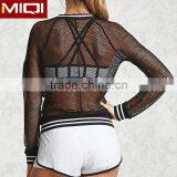 2017 New Design Women Fashion Jacket With Mesh Design Yoga Jacket for Gym Wear Sports Jacket thumbnail-3