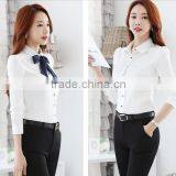 2016 New Style Women Fashion Long Sleeve Blue Shirt Ladies Office Formal White Shirt thumbnail-5