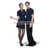 Juqian 2016 Custom Factory Price Latest Stylish Navy Cheap Short Sleeve Summer Unisex Hotel Staff Uniform Designs in China thumbnail-6