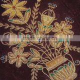 Beautiful Indian Couch Pillow Gold Zardozi Embroidered Unique Decorative Cushion thumbnail-3