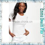 Fashion Plain Design Solid White Organic Cotton Womens Tight Fit Short Sleeve Tee Shirts thumbnail-2