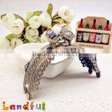 Vintage Purple Crystal Lotus Bead Sew In Frame Bronze Metal Clutch Purse Frame thumbnail-3