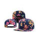 Flowers Printing Flat Brimmed Baseball Caps , Six Panel Baseball Cap thumbnail-1