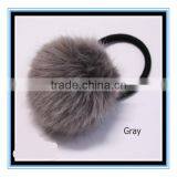 Cheap Wholesale Price Elastic Fur Fluffy Ball Pom Pom Scrunchie Ponytail Holder Hair Accessories thumbnail-3