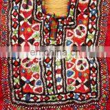 Vintage Handmade Mirror Work Yoke Neck Patch - Indian Banjara Mirror Work Beaded Neck Yock Patches thumbnail-3