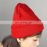 Custom Made Your Own Logo Embroidery Knit Beanie With Leather Patch Mens 100% Acrylic Unisex Beanies thumbnail-3