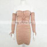 Lady off Shoulder Dress Flat Shoulder Long Sleeve Sexy Dress thumbnail-4