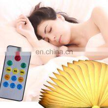 2019 New Foldable Colorful LED Wooden Light Bluetooth Speaker Book Lamp With Remote Control thumbnail-3
