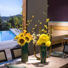 Light Luxury Chinese Electroplate Large Green Blue White Ceramic Vase For TV Bench Decor thumbnail-4