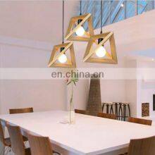 Wood Retro Modern Hanging Light Chandelier Triangle Polygon Restaurant Bar Creative Decoration LED Chandelier thumbnail-5