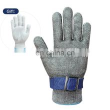 RTS Slicing Chopping and Peeling Butcher Stainless Steel Razor Wire Mesh Chain Upgraded Anti-Cut Gloves