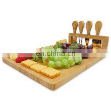 Nature 100% Bamboo Cheese Board With Magnet Knife Holder And Cutlery Set thumbnail-2