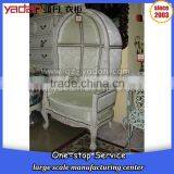 Classic Style Vintage French Egg Shaped Wooden Frame Chair With Lint Fabric Linen Quality Choice thumbnail-3
