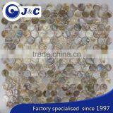 Natural Varicolored River Shell Mosaic With a Pattern Like Oil,round Shape Mosaic