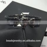 2016 China Factory Personal Logo Words Bracelet, Stingray/ Python Skin Leather Bracelet With Stainless Steel Skull Double Eyes thumbnail-5