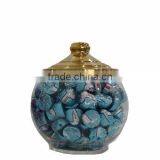 Glass Dragee Jar With Brass Cover, Candy Pot, Spice Jars SK1619 thumbnail-2