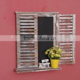 shabby chic window style wooden shelf with blackboard