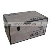 Antique Rectangular Solid Wooden Storage Trunk Set of 2