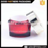 PS Clear Red Unique Cosmetic Double Jar With Metal Cap 15ml 50ml