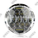 7'' 75W High Low Beam Driving Light DRL Front Light 7inch LED Headlight for Jeep Wrangler thumbnail-4