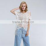 Hot Sale Ladies Crocheted Lace Blouse With Fringes thumbnail-5