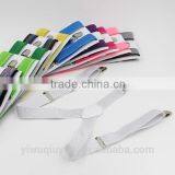 2016 New Fashion Mens 25mm Wide Adjustable Three Clip-on Black White Red Plain Color Suspenders 25mm Braces