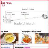 BT0210 Stainless Steel Honey Spoon Honey Server Stainless Steel Mini Whisk Mini Egg Beater thumbnail-1