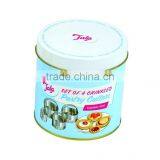 White and Blue Round Shape Tin Box for Cookie