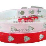 Glitter Heart PU Leather Cat Adjustable Collar Pink/red