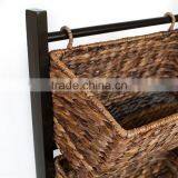 Home or Shop 3-Tier Rack Style Metal & Water Hyacinth Storage Basket thumbnail-4
