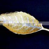 Home and Garden Decoration Brass Gold and Silver Plated Leaf Shape Serving Tray thumbnail-1