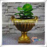Fiberglass Urn Outdoor Decorative Handmade Trophy Gold Foil Flower Pot thumbnail-1