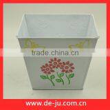 White Square Metal Outdoor Oval Planter Flower Pots thumbnail-1