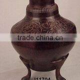 Floral Patterns and Three Leg Style Brass Lamps With Patina Finish thumbnail-1