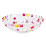 Colorful glass fruit bowl fancy fruit tray salad and candy plate big size round glass dish BHL-P5
