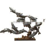 Metal Animal Garden Bronze Dolphin Outdoor Statues for Sale thumbnail-4