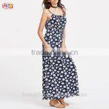 Ladies Fashion Dresses Women Summer Pictures Daisy Print Tie Front Elastic Waist Cami Dress thumbnail-4