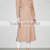 Wholesale Ladies Apparel Front Patch Pockets Powder Blush Wool Coat(DQE0355C) thumbnail-3