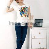 Printed 100%cotton Short Sleeve Women T-shirt Wholesale thumbnail-2