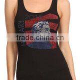 Customized Bling Crystal Trump 2016 Design Iron On Tank Top For Women Rhinestone Transfer thumbnail-2