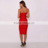 Red Cut Out Bodycon Dress Multi Strap Midi Dress thumbnail-4