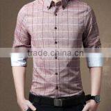 The New 2015 Men's Plaid Shirt Long Sleeve Skinny Man Bai Segong Blue-gray in Leisure Shirt Wholesale thumbnail-3