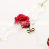 National Bowknot Ring Jewelry Set Handmade White Lace Girls Rose Bracelet Sets thumbnail-3