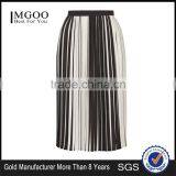 Factory Made Stripe Pleated Midi Skirts Chiffon Pleated Fashion Skirts White And Black Wholesale Skirts thumbnail-1