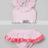 Wholesale Grils Monogrammed Seersucker Swimsuit Embroidered Baby Swimwear thumbnail-4